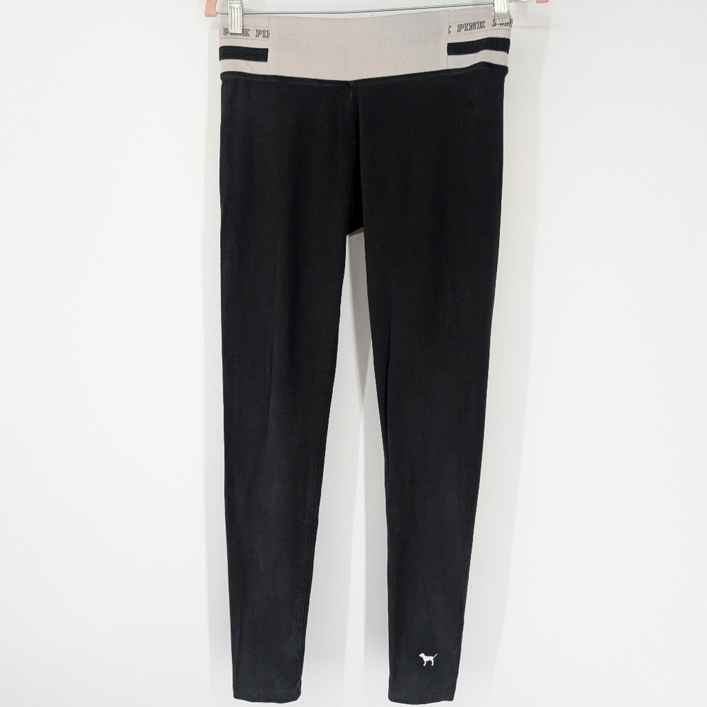 PINK Victoria's Secret Black Gray Y2K Style Cotton Yoga Pants Leggings Small